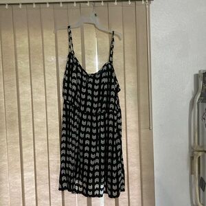 Black and White Cat Patterned Mini Dress